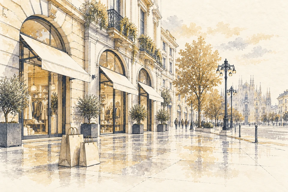 Illustration: Shopping in Mailand